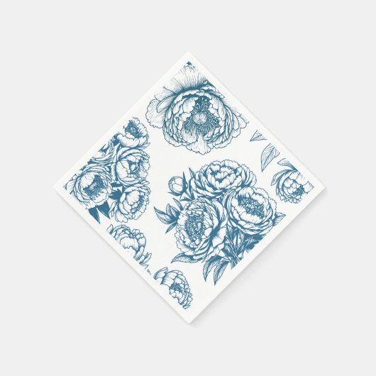 Blauer Blütenpeony Serviette (Ecke)
