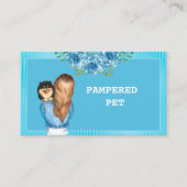 Blauer Blütenpet Groomer Holppy Visitenkarte (Vorderseite)