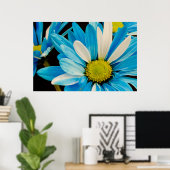 Blauer Blütenposter Poster (Heimbüro)