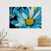 Blauer Blütenposter Poster (Küche)