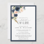 Blauer Blütenrosa Bläserfeier Einladung (Vorderseite)