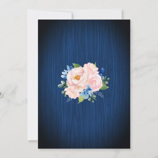 Blauer Blütenrosa blaue Streichellichter Blumenzeh Einladung (Rückseite)