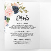 Blauer Blütenrosa, dreifache Hochzeit Dreifach Gefaltete Ankündigung (Innen Erste Seite)