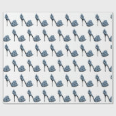 Blauer Blütenschuh Geschenkpapier (Flach)