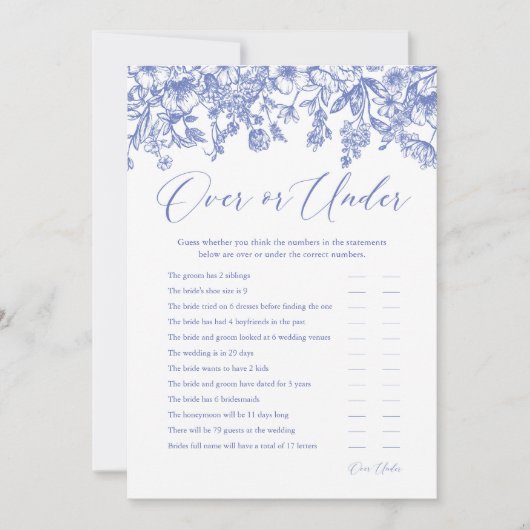 Blauer Blütenstand über oder unter Bridal-Duschspi Einladung (Vorderseite)