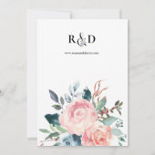 Blauer Blütenstaub und Blütenrosa Einladung (Rückseite)