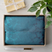 Blauer Blütensukkulent Druckmuster Metallic Seidenpapier (Geschenk)