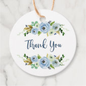 Blauer Blütentag, boho chic, Baby Duschjunge Geschenkanhänger (Vorderseite)