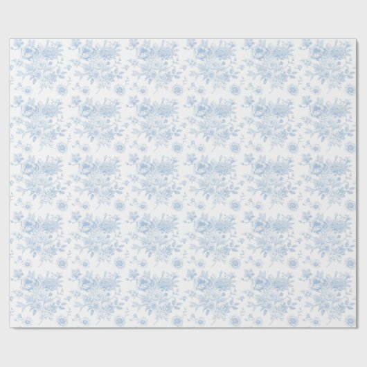 Blauer Blütentoil Geschenkpapier (Flach)