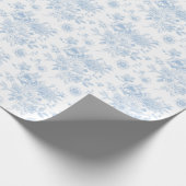 Blauer Blütentoil Geschenkpapier (Ecke)