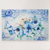 Blauer Blütenweibchen Puzzle Fantasie (Horizontal)