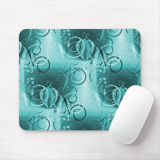 Blauer Blütenwirbel Aquamarin Türkis Blauer Girly Mousepad (Mit Mouse)