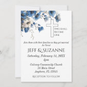 Blauer Blütenzweig wird zu einer Cross Wedding Einladung (Vorderseite)