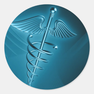 Blauer Blutgerinnsel Asclepius Runder Aufkleber