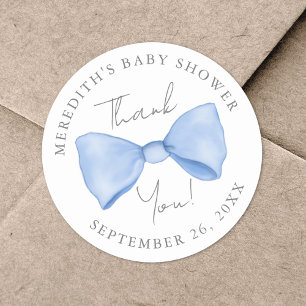 Blauer Bogen Babyparty Runder Aufkleber