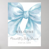 Blauer Bogen Babyparty Willkommensschild Poster (Vorne)