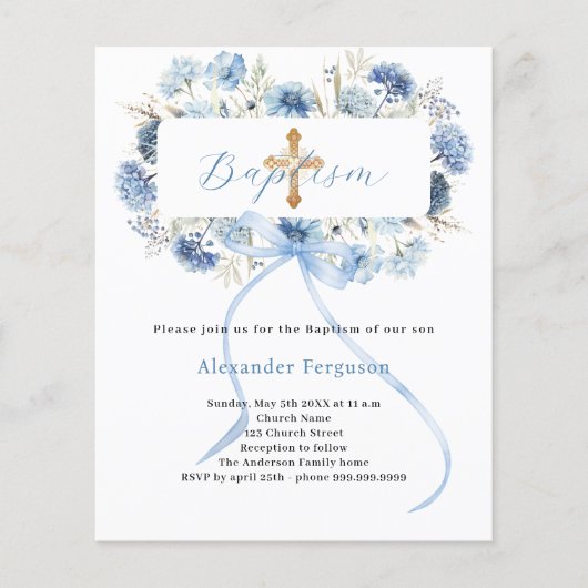 Blauer Bogen Bläserblütenjunge Taufe (Vorderseite)