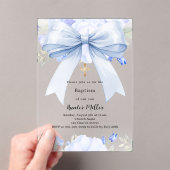 Blauer Bogen Blütenjunge klar Taufe Acryleinladungen (Insitu (Handheld))