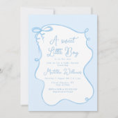 Blauer Bogen-Boy-Kinderbrunnendusche Einladung (Vorderseite)