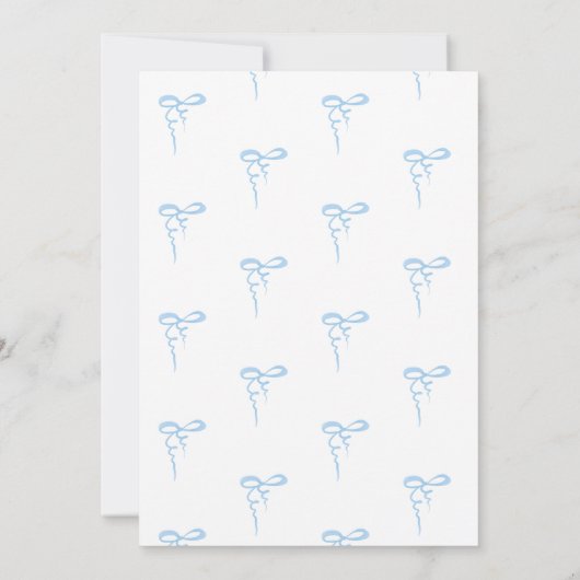 Blauer Bogen-Boy-Kinderbrunnendusche Einladung (Rückseite)