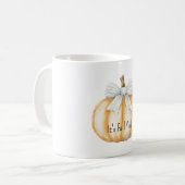 Blauer Bogen Creme Orange Kürbis  Kaffeetasse (Vorderseite Links)