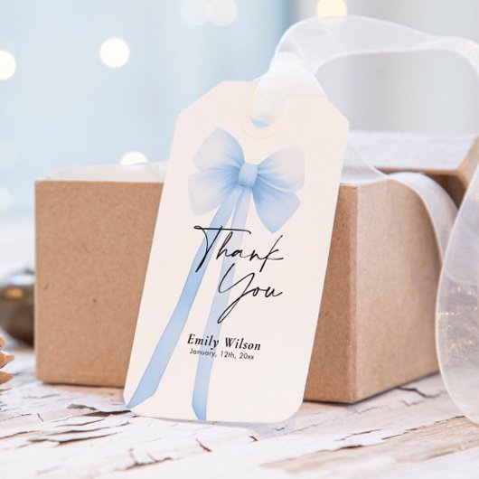 Blauer Bogen Dankeschön Geschenkanhänger