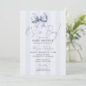 Blauer Bogen, es ist ein Junge, Baby Shower Einladung (Stehend Vorderseite)