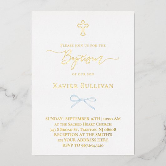 Blauer Bogen Folieneinladung (Vorderseite)