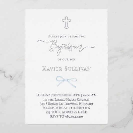 Blauer Bogen Folieneinladung (Vorderseite)