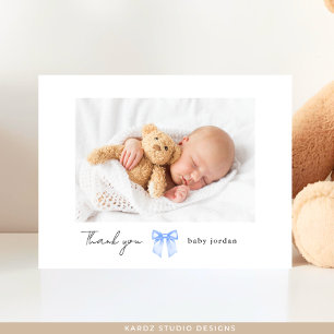 Blauer Bogen Foto Moderne Babyparty Dankeschön Postkarte