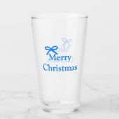 Blauer Bogen frohe Weihnachtsgeschenke einfache mo Glas (Rückseite)