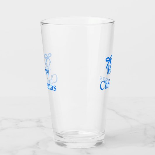Blauer Bogen frohe Weihnachtsgeschenke einfache mo Glas (Links)
