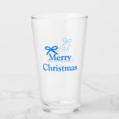Blauer Bogen frohe Weihnachtsgeschenke einfache mo Glas (Vorderseite)