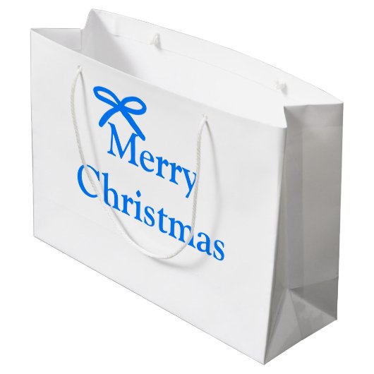 Blauer Bogen frohe Weihnachtsgeschenke einfache mo Große Geschenktüte (Rückseite Schrägansicht)