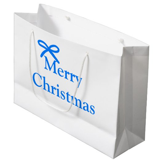 Blauer Bogen frohe Weihnachtsgeschenke einfache mo Große Geschenktüte (Vorderseite Schrägansicht)
