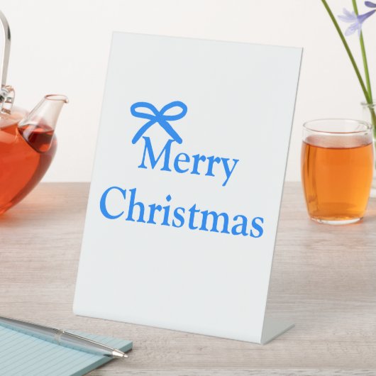 Blauer Bogen frohe Weihnachtsgeschenke einfache mo Sockelschild (In Situ)