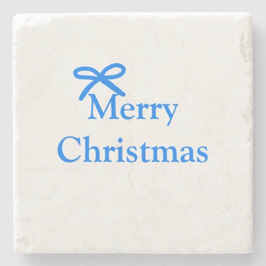Blauer Bogen frohe Weihnachtsgeschenke einfache mo Steinuntersetzer (Vorderseite)