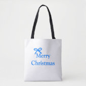 Blauer Bogen frohe Weihnachtsgeschenke einfache mo Tasche (Vorderseite)