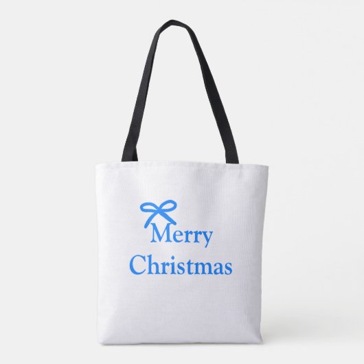 Blauer Bogen frohe Weihnachtsgeschenke einfache mo Tasche (Rückseite)