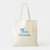 Blauer Bogen frohe Weihnachtsgeschenke einfache mo Tragetasche (Rückseite)
