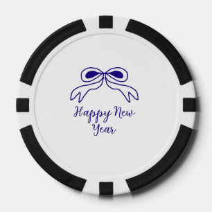Blauer Bogen frohes neues Jahr Name Datum einfach Pokerchips