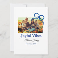Blauer Bogen fröhliche Vibes fügen Familienname Fo