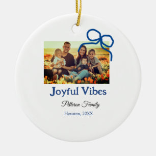 Blauer Bogen fröhliche Vibes fügen Familienname Fo Keramik Ornament