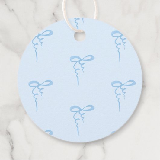 Blauer Bogen handgezogene Babydusche Danke Geschenkanhänger (Rückseite)