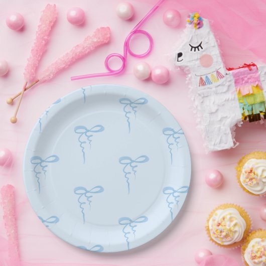 Blauer Bogen Kinderdusche Pappteller (Party)