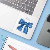 Blauer Bogen mit Name Vinyl Sticker (Laptop mit iPhone)