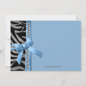 Blauer Bogen mit Silberperlen und Zebrastreifen Einladung (Rückseite)