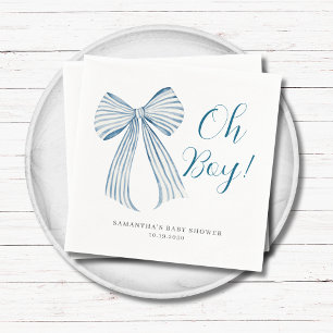 Blauer Bogen Oh Boy Personalisierte Babyparty Serviette
