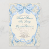 Blauer Bogen Regency-Garten-Teeparty-Brautabschied Einladung (Vorderseite)