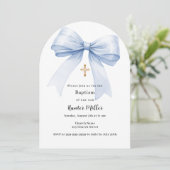 Blauer Bogen Taufe Einladung (Stehend Vorderseite)